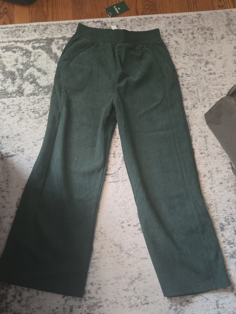 PETITE Green Corduroy Wide-Leg Pants